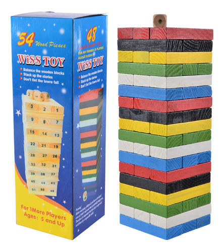 Tipo C, 54 Piezas De Colores Apiladas En Altura, Madera Colo
