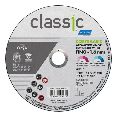 Disco Inox Norton Classic Basic 7x1,6x7/8  66252846362