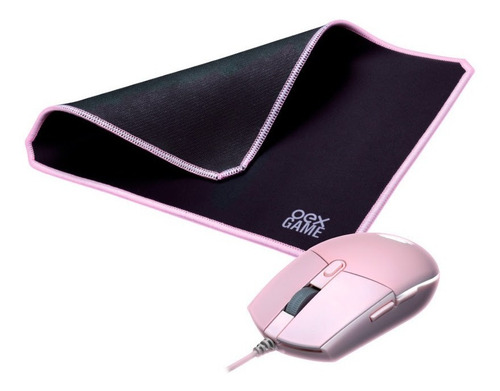 Kit Teclado Gamer + Mouse + Mousepad Rosa Oex