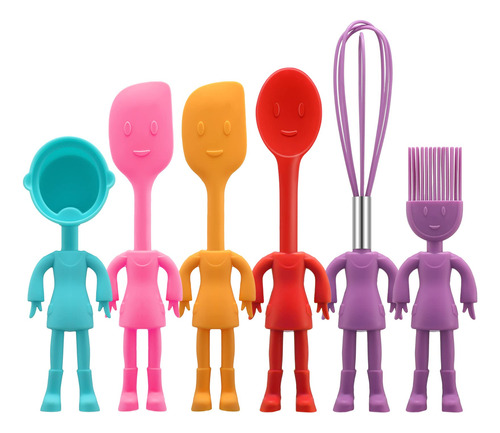 Juego De 6 Utensilios De Cocina Con Forma Humana, Antiadhere