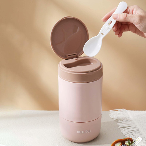 Contenedor De Almuerzo Termo Tarro De Comida Acero Rosado