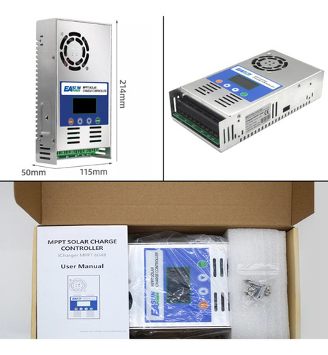 Controlador De Carga Solar Lcd Mppt 60a 12v/24v/48v 180voc Gris