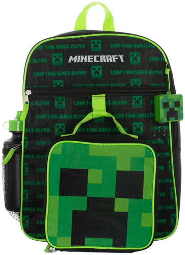 Mochila Minecraft Para Niños, 5 Piezas, Material Escolar Com