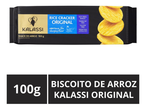 Biscoito De Arroz Importado, Kalassi, Original, Pacote 100g