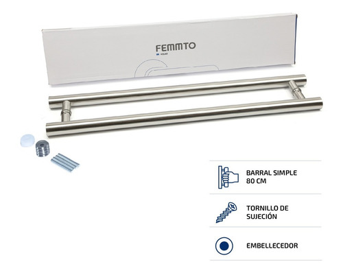 Imagen 5 de 6 de Barral Doble 80 Cm Acero Inoxidable Negro Puerta Manijon