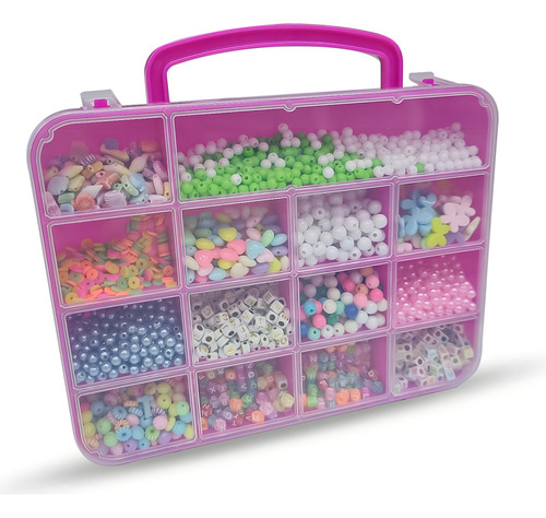 Kit De Miçangas Com Entremeio Perola Letra Maleta C/ 3000pcs Comprimento 250 Mm Cor Maleta De Perolas Completa Diâmetro 220 Mm