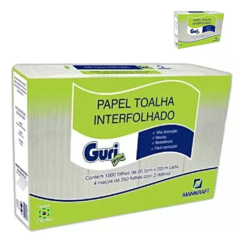 Papel Toalha Interfolhado 20,5x22 Guri Plus 1000fls