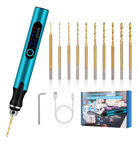 Mini Taladro Inalámbrico Recargable Con 10 Brocas Pequeñas Mini Bolígrafo Azul Frecuencia