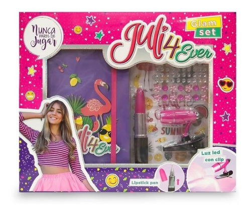 Juli4ever Glam Set Con Cuaderno Accesorios Y Luz Led Origina