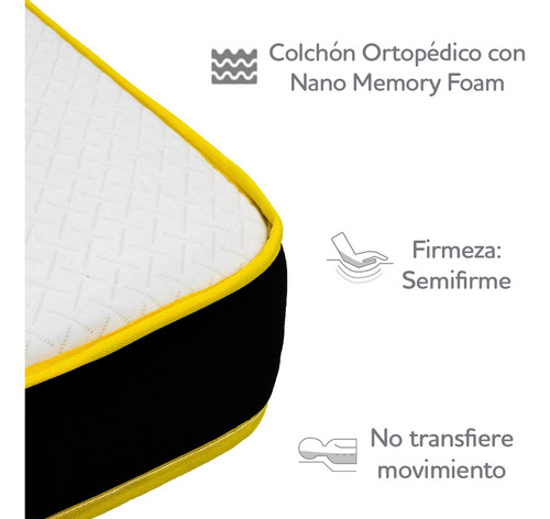 Imagen 3 de 10 de Colchón Nano Memory Matrimonial Disminuye Puntos De Presión