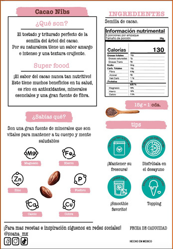 Cacao Nibs Natural Orgánico Puro Tostados Semilla De Cacao