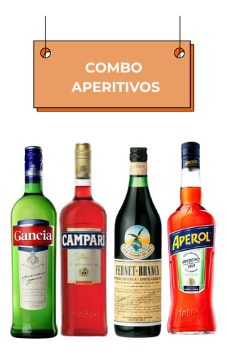 Combo Aperitivos Fernet Branca + Aperol + Campari + Gancia