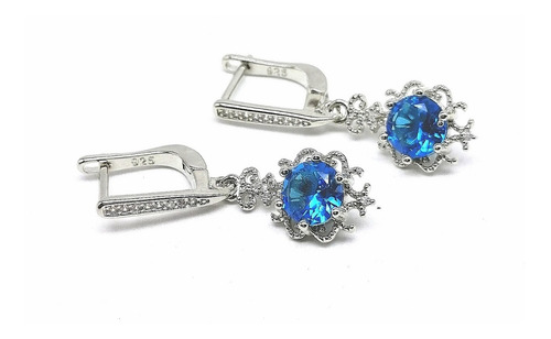 Imagen 3 de 3 de Aretes Con Topacio Y Zirconias Plata Laminada .925