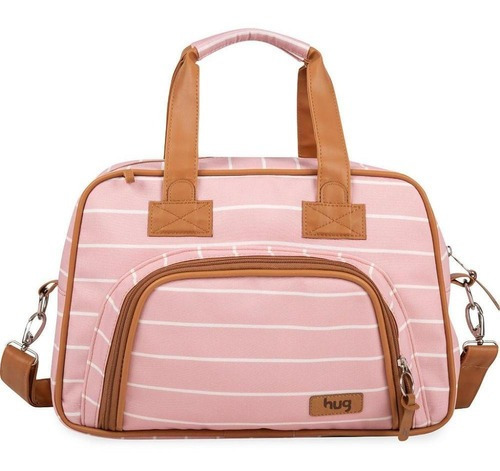 Bolsa De Maternidade Hug Média Listrada Rosa