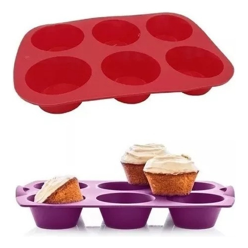 Molde De Silicona Para 6 Cupcakes Muffins Varios Colores