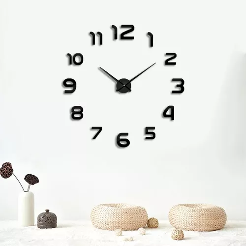 RELOJ DE PARED 3D TAMAÑO MINI 50X50CM COLOR NEGRO