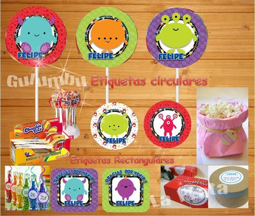Kit Imprimible Monstruitos Monstruos Infantiles Candy Bar