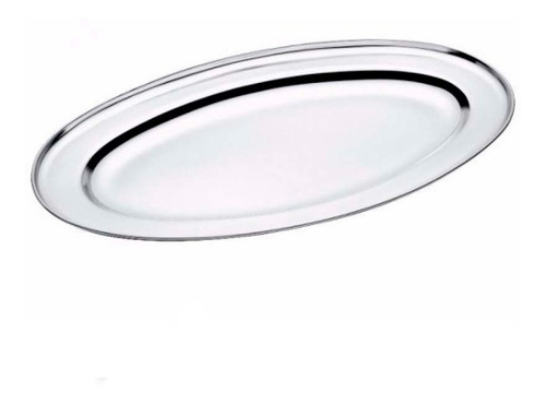 Kit Com 12 Travessas Inox Oval Rasa 33,8cm
