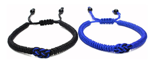 Duo Pulseras Tibetanas Parejas Novios Azul B021 Infinito