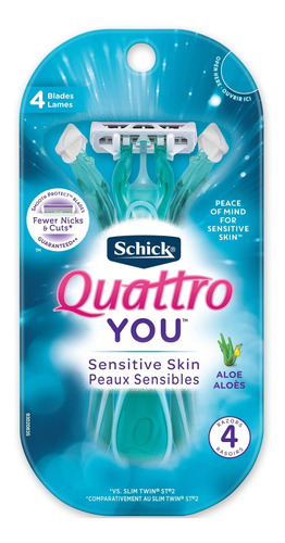 Set De 4 Cuchillas De Afeitar Desechables Schick Quattro