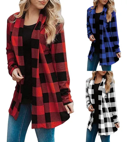 comprar Ninrya Camisa Cuadro Para Mujer Cardigan Casual Frente Fino