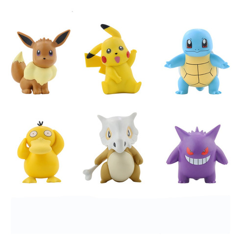Set Figuras Pokemon Anime Pikachu Squirtle Gengar Cubone