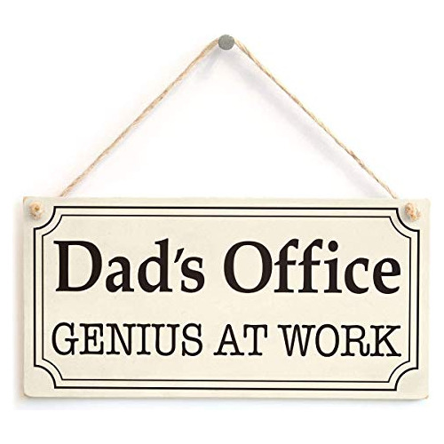 Letrero De  Dad's Office, Genius At Work  (oficina De P...
