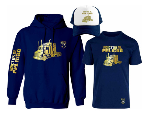 Kit Sudadera + Playera + Gorra T800 Gold Adictos Al Peligro