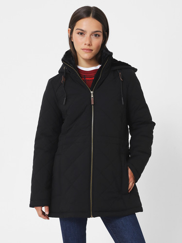 Parka Acolchada Ligera Gorro Y Cierre Negro Tommy Hilfiger