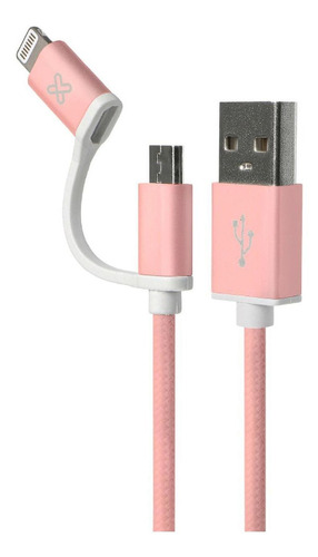 Cable 2en1 Microusb+lightning 1m Klipxtreme Kac-210 Color Rosa