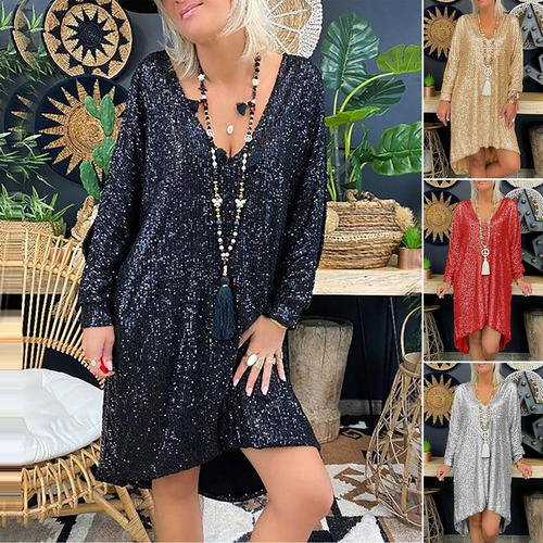 Encantador Vestido De Fiesta Color Sólido Lentejuelas De Gra | Meses sin intereses Encantador Vestido De Fiesta Color Sólido Lentejuelas De Gra | Meses sin intereses