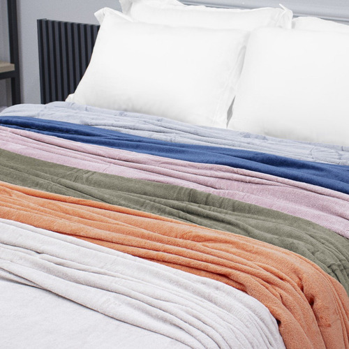Manta Casal Flannel Classic Appel Home Cor Mango