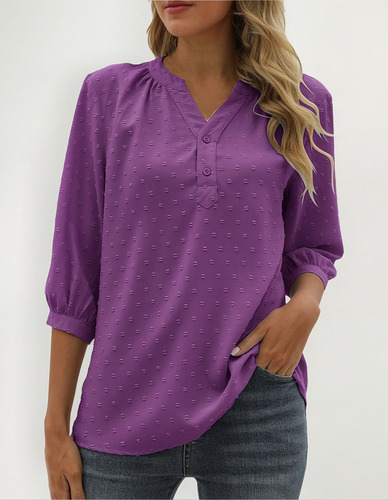 R Blusa Casual Con Botones De Gasa Para Mujer 0162