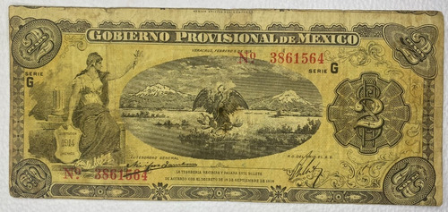 Gobierno Provisional Mexico 2 Pesos 1914 Condicion F