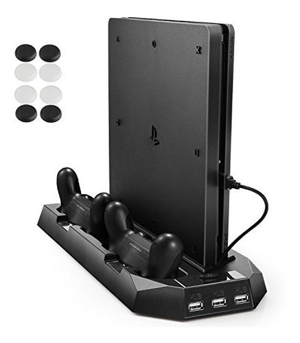 Soporte Vertical Pecham P/ Ps4 C/ventilador Y Cargador 3 Usb