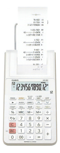 Calculadora Com Impressora E Bobina Casio 12 Dígitos -hr-8rc