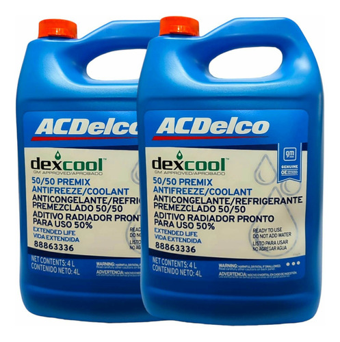 2 Bidones De Refrigerante Para Motor Acdelco 50/50