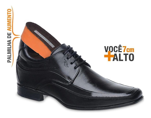 Sapato Rafarillo Alth 3206 Couro Legitimo 7 Cm + Alto Preto