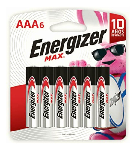 Energizer, Pilas Max Alcalinas Aaa, 6 Pilas, Blanco/rojo