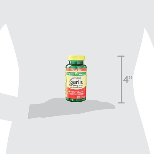 Garlic Spring Valley 1000 mg, 200 cápsulas blandas, sin olor, sabor a ajo, sin sabor