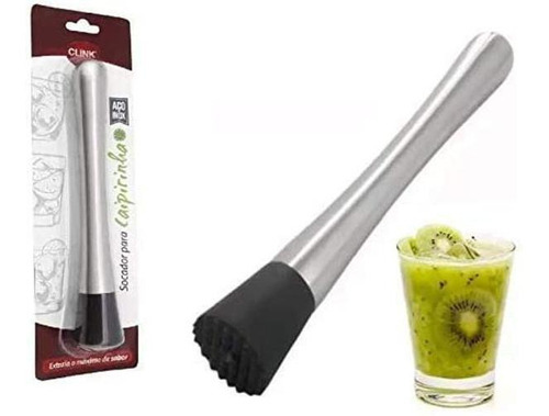 Socador Para Caipirinha Frutas Em Aço Inox - Top Util - 21cm Cor Prateado