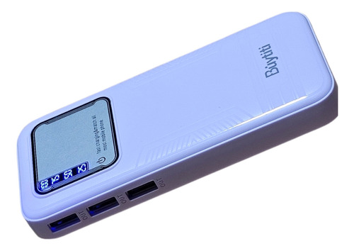 Power Bank 20 000 Mah, 3 Puertos Usb De Carga, Linterna Color Lila