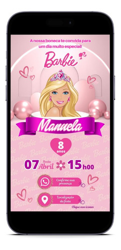 Convite Virtual Barbie C/ Links Clicáveis