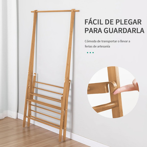 Percha De Suelo Con Balda Percha De Madera Moderna 118cm Amarillo