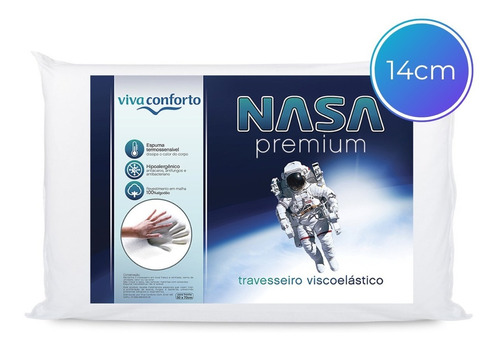 Travesseiro Nasa Viscoelástico Alura 14 Cm Viva Conforto