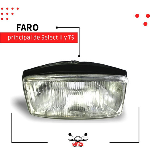 Faro Principal Cuadrado Para Vespa Select/t5