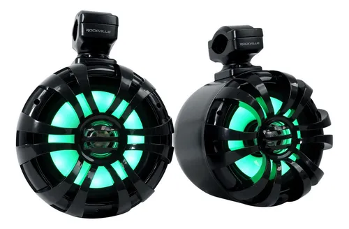Rockville 2 Wb65kls - Altavoces De Torre Led De Metal Para Wakeboard Marino De 6.5 Pulgadas, 300 W, Color Negro