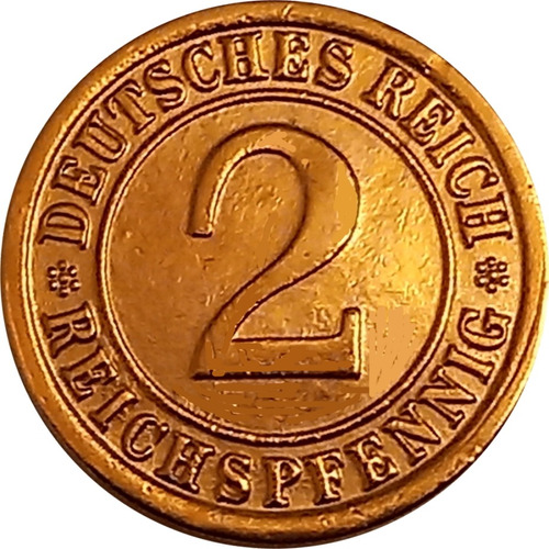 Alemania Moneda Año 1924 De 2 Pf Con Baño Oro 24k C/cápsula