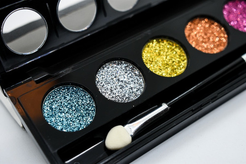Imagen 6 de 9 de Maquillaje Glitter Quinteto Compacto De Glitter Xulu Z133
