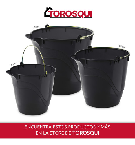 Cubetas De Plástico Flexible Con Pico | Pack 3 Cubetas 8 Lts Negro